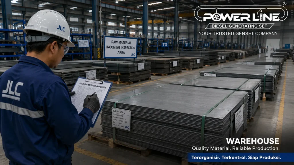 Area warehouse penyimpanan plat besi dan stainless steel untuk fabrikasi mebel