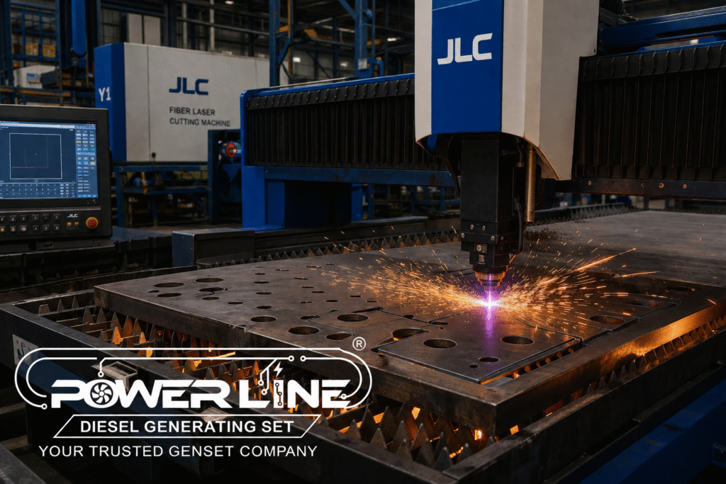 Jasa mesin CNC Fiber Laser memotong plat tebal baja untuk struktur industri